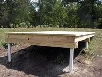 Pier built on private pond with 3 in. PVC pipe for post 8' x 12'