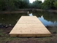 Pier built on private pond with 3in. PVC pipe for post 8' x 26'