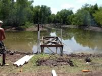 Pier built on private pond with 3in. PVC pipe for post 8' x 26'